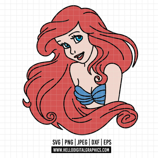 COD2042 - Little Mermaid svg, Ariel svg, Outline Svg, Princess svg, disney svg, Cricut, Silhouette