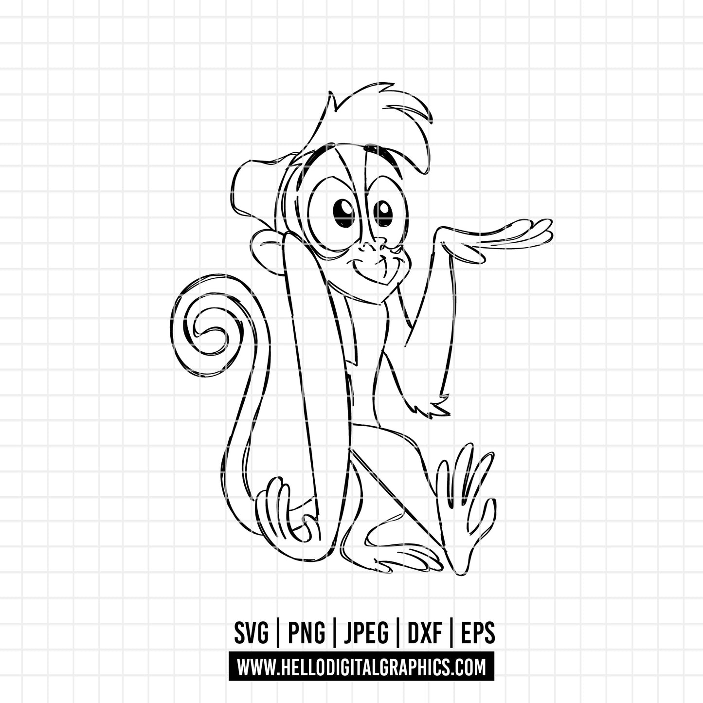 COD2101 - Abu from Aladdin Hand Drawn svg, Aladdin svg, Cheeky monkey SVG, Aladdin clipart