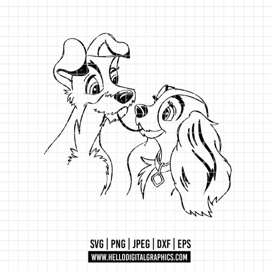 COD2103 - Lady and the Tramp - Digital Download, Instant Download, svg, dxf, eps & png files included!