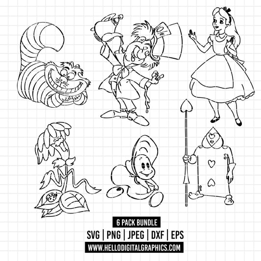 COD2106 - Alice in wonderland svg, Alice sketch svg, disney svg, Silhouette, Cricut