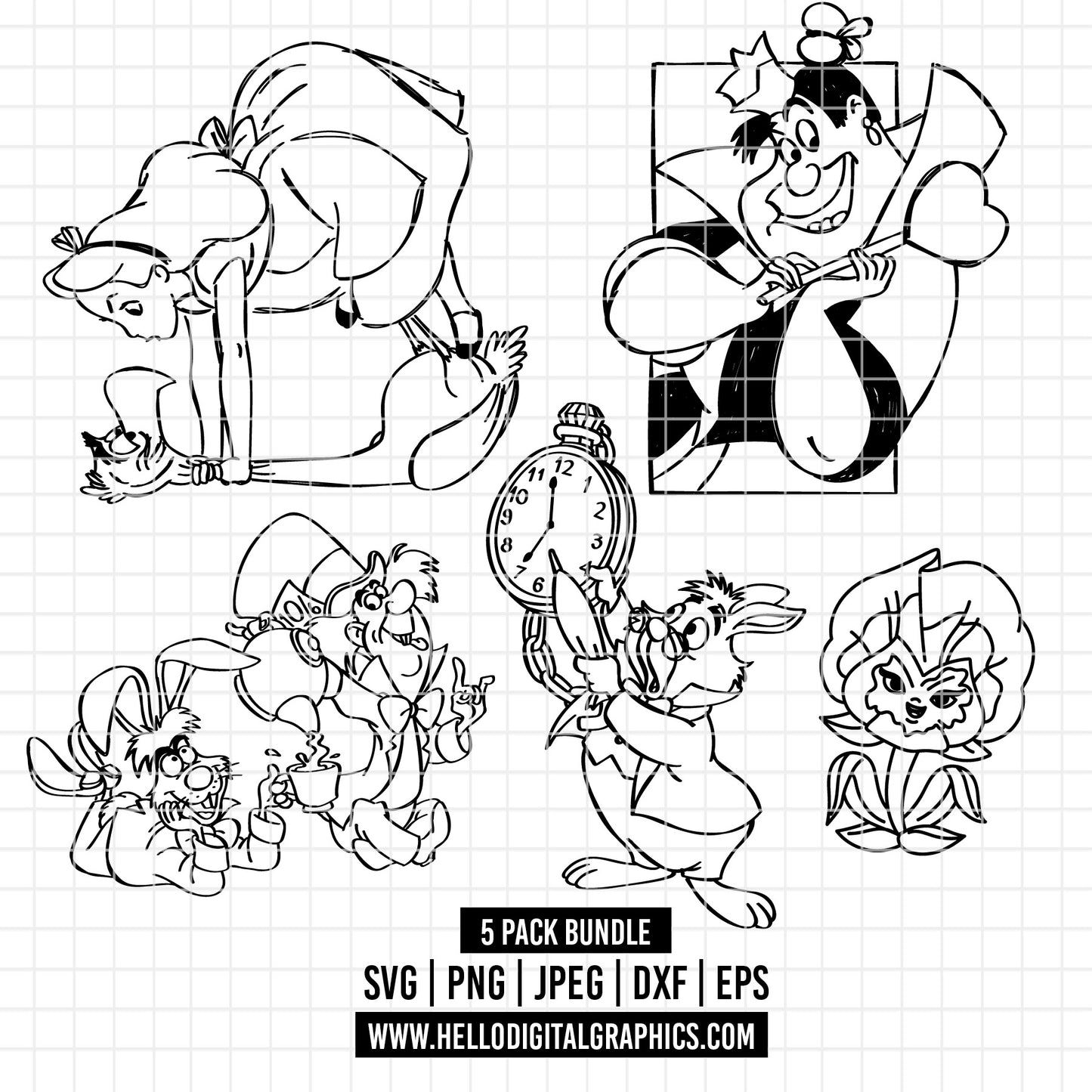 COD2117 - Alice in wonderland svg, Alice sketch svg, disney svg, Silhouette, Cricut