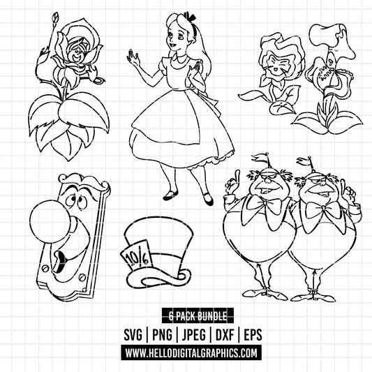 COD2118 - Alice in wonderland svg, Alice sketch svg, disney svg, Silhouette, Cricut