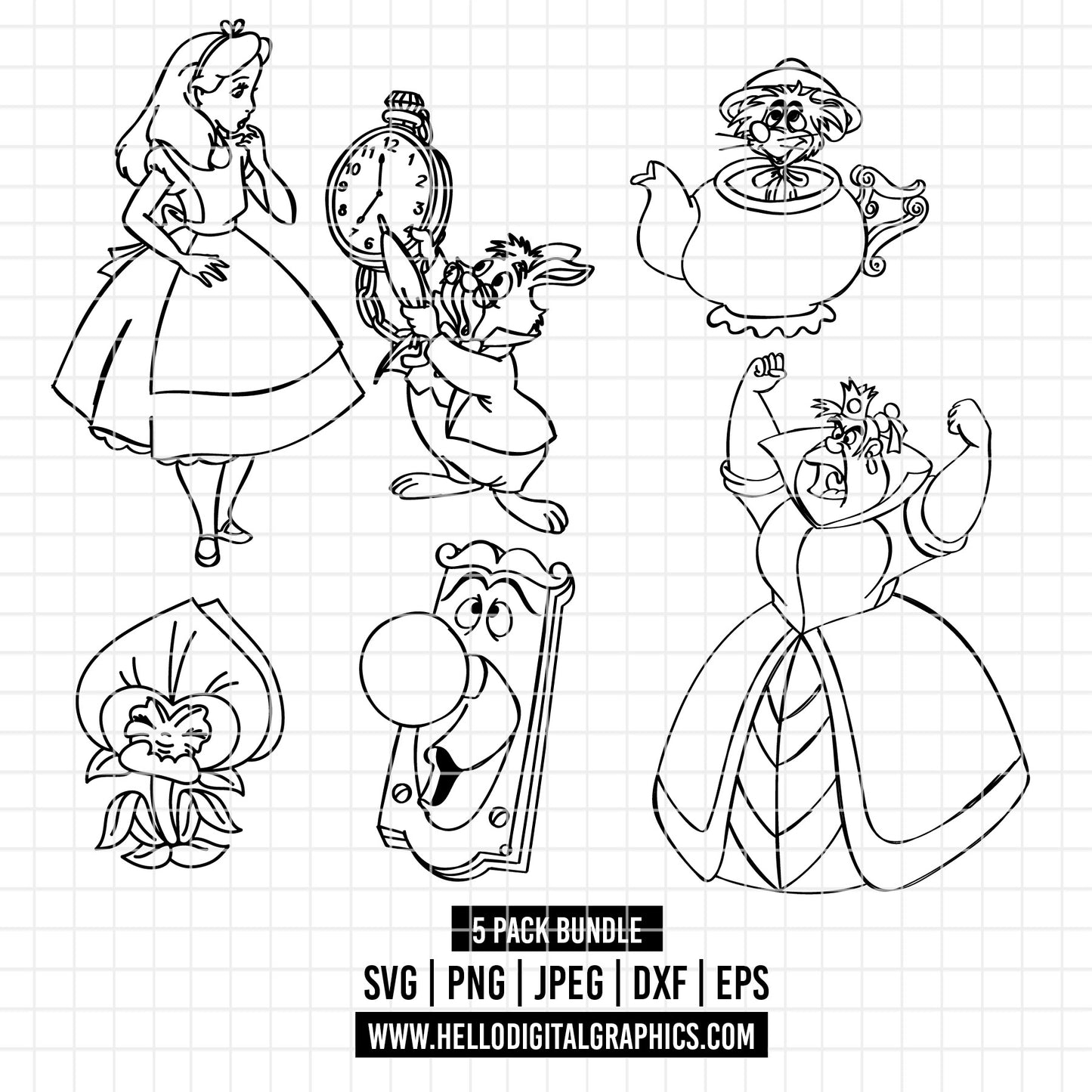 COD2119 - Alice in wonderland svg, Alice sketch svg, disney svg, Silhouette, Cricut