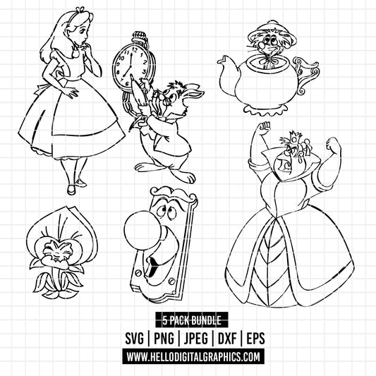 COD2119 - Alice in wonderland svg, Alice sketch svg, disney svg, Silhouette, Cricut