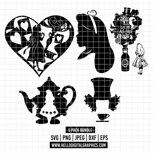 COD2120 - Alice in wonderland svg, Alice sketch svg, disney svg, Silhouette, Cricut