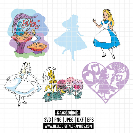 COD2123 - Alice in wonderland svg, Alice sketch svg, disney svg, Silhouette, Cricut