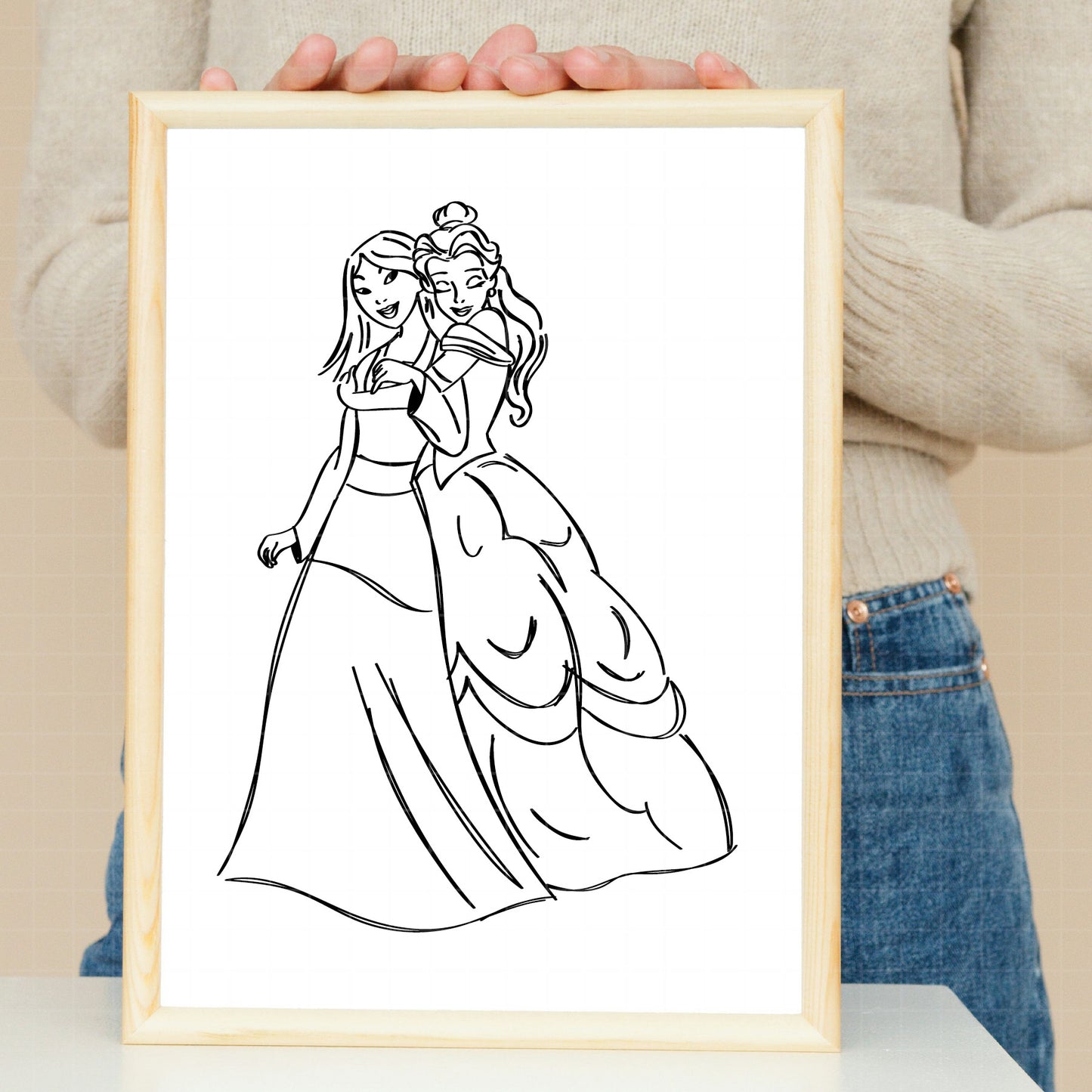 COD2126 -  Life is better with friends svg, Princess pack bundle svg, Disney Princess sketch vector, Jasmin svg, moana svg, Little mermaid  svg, belle svg