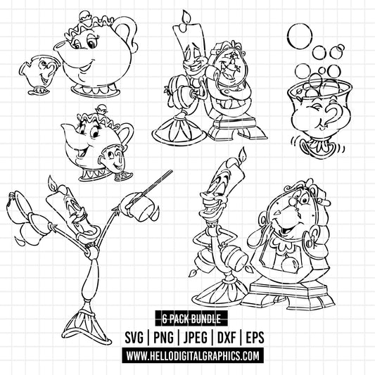 COD2128 - Beauty and the beast pack bundle svg, bella svg, beast svg, outline svg, cricut, silhouette,Disney svg