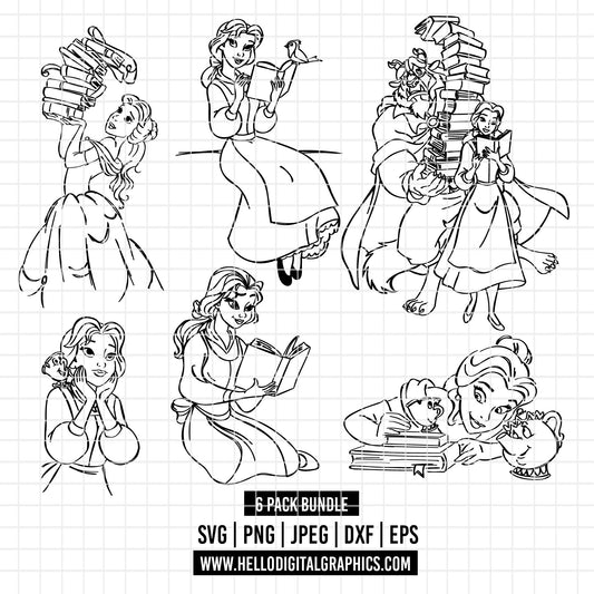 COD2130 - Beauty and the beast pack bundle svg, bella svg, beast svg, outline svg, cricut, silhouette,Disney svg