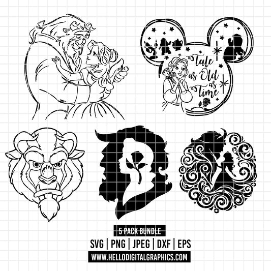 COD2131 - Beauty and the beast pack bundle svg, bella svg, beast svg, outline svg, cricut, silhouette,Disney svg