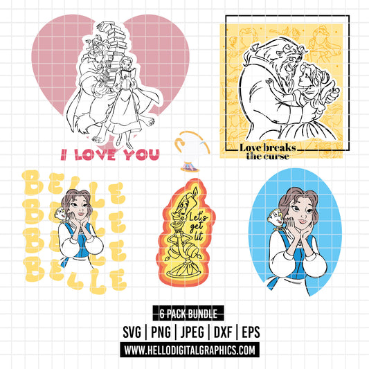 COD2132 - Beauty and the beast pack bundle svg, bella svg, beast svg, outline svg, cricut, silhouette,Disney svg