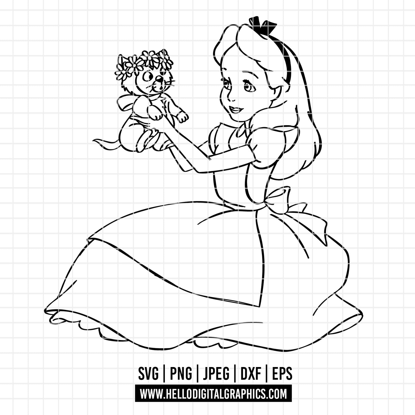 COD2149 - Alice in wonderland svg, Alice sketch svg, disney svg, Silhouette, Cricut