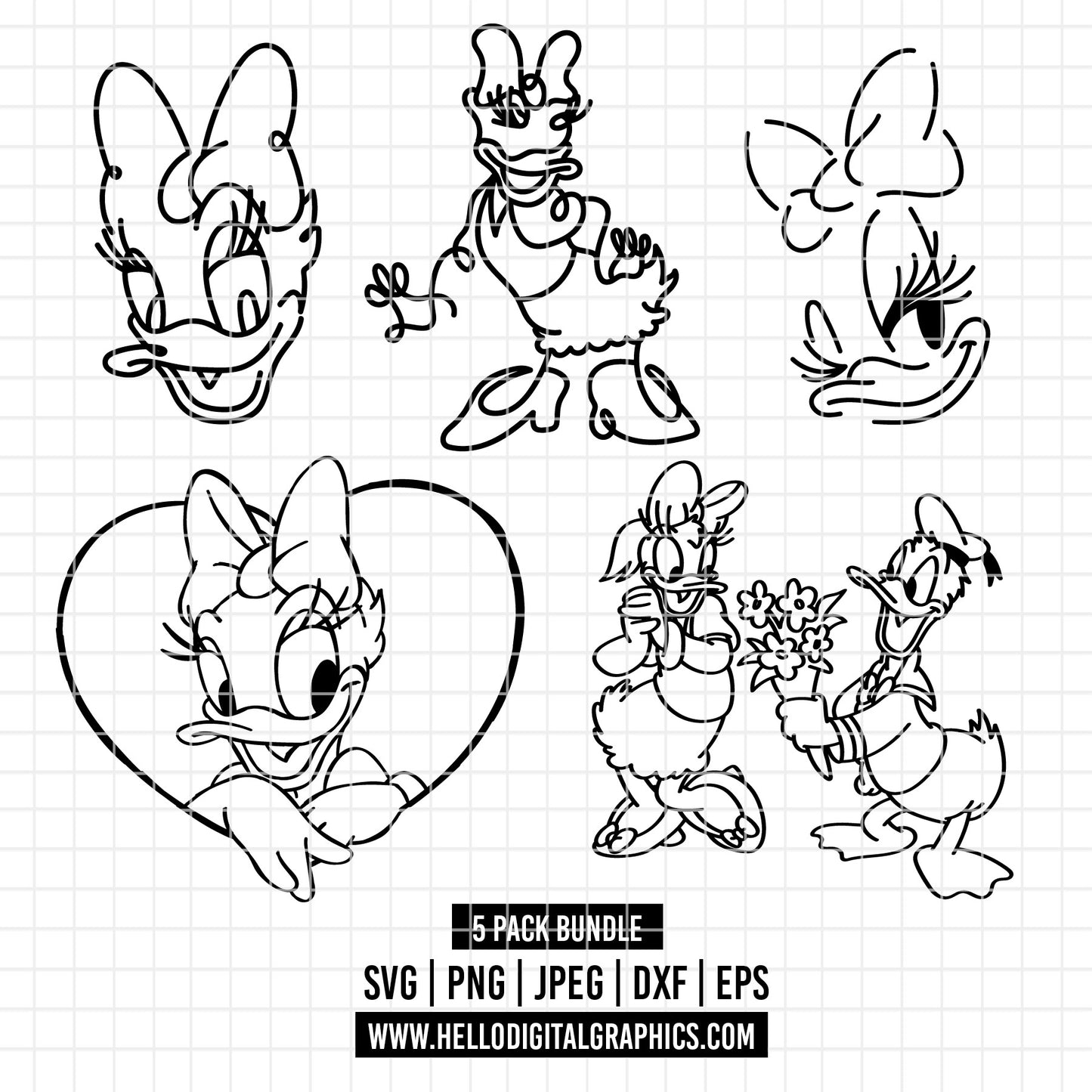 COD2171 - Daisy pack bundle svg, Disney svg, mickey svg, minnie svg, Silhouette, Cricut
