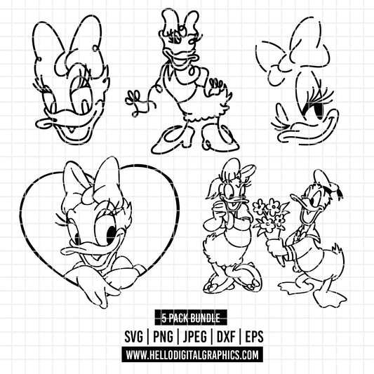 COD2171 - Daisy pack bundle svg, Disney svg, mickey svg, minnie svg, Silhouette, Cricut