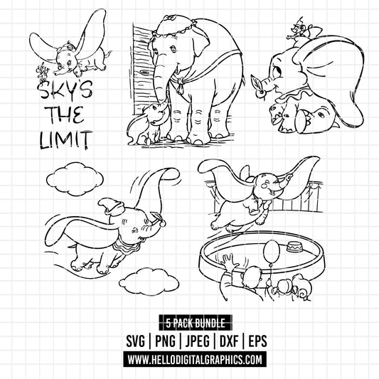COD2183 - Dumbo pack bundle svg, dumbo clipart, dumbo def, dumbo svg