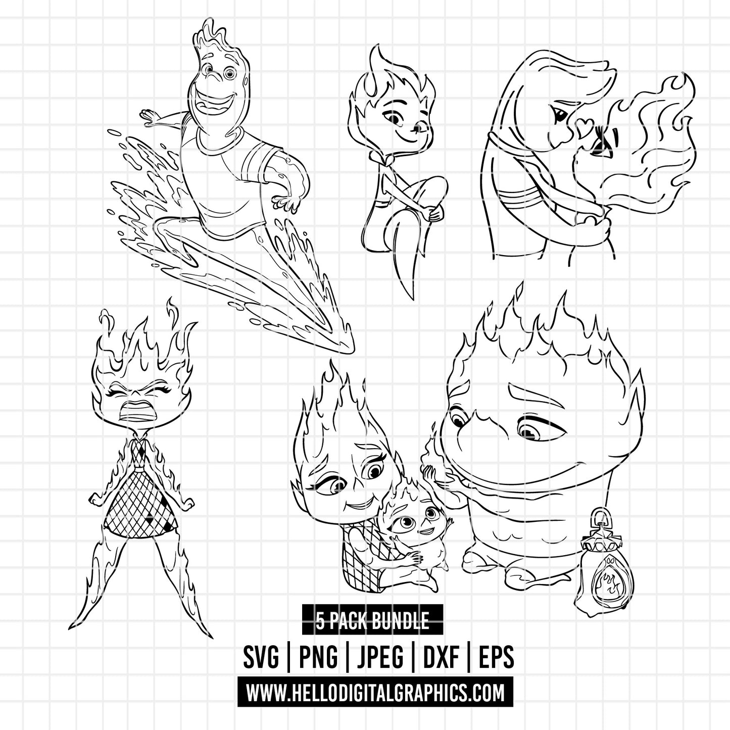COD2184 - Elemental svg, Elemental PNG, Elemental Digital, disney svg, Silhouette, Cricut