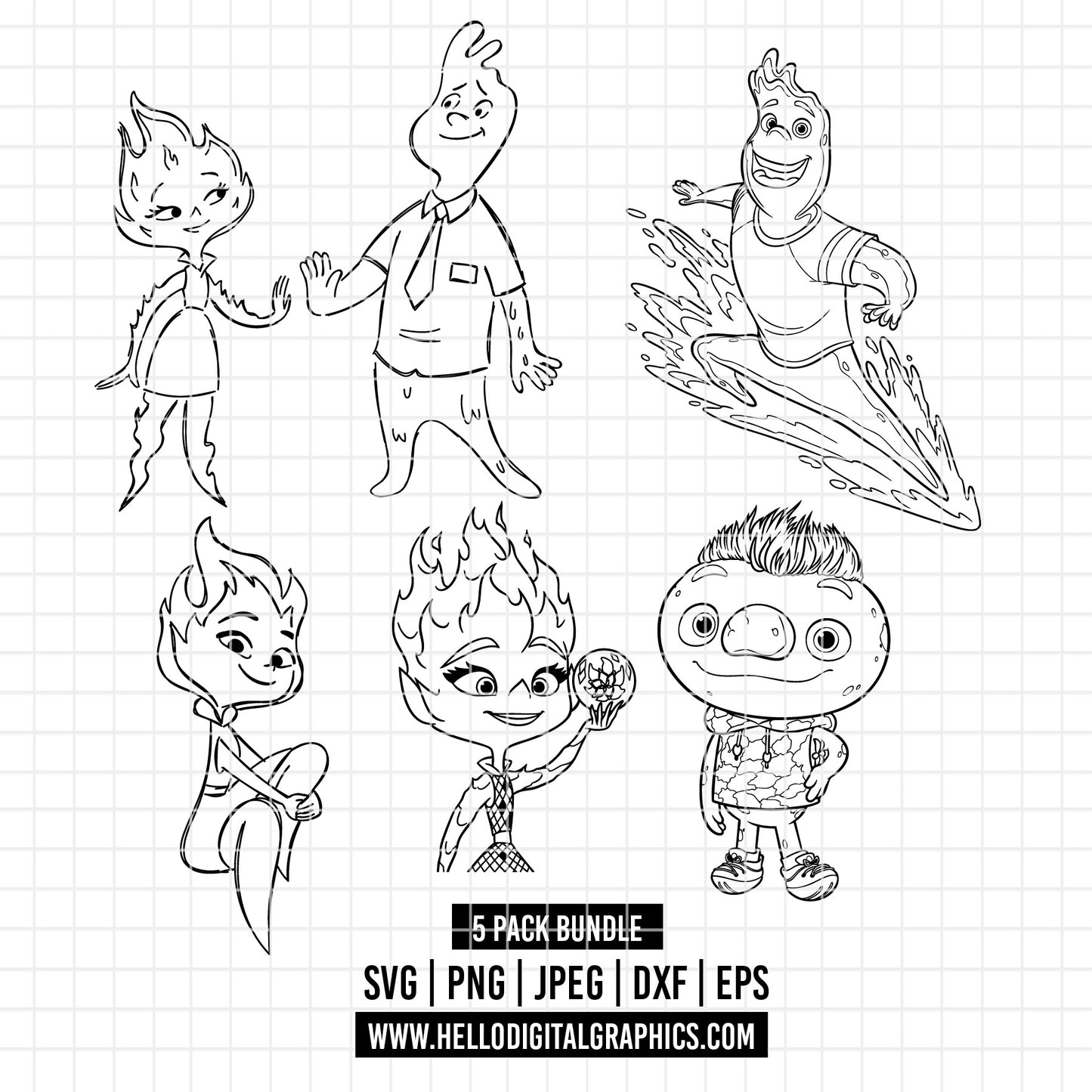 COD2185 - Elemental svg, Elemental PNG, Elemental Digital, disney svg, Silhouette, Cricut