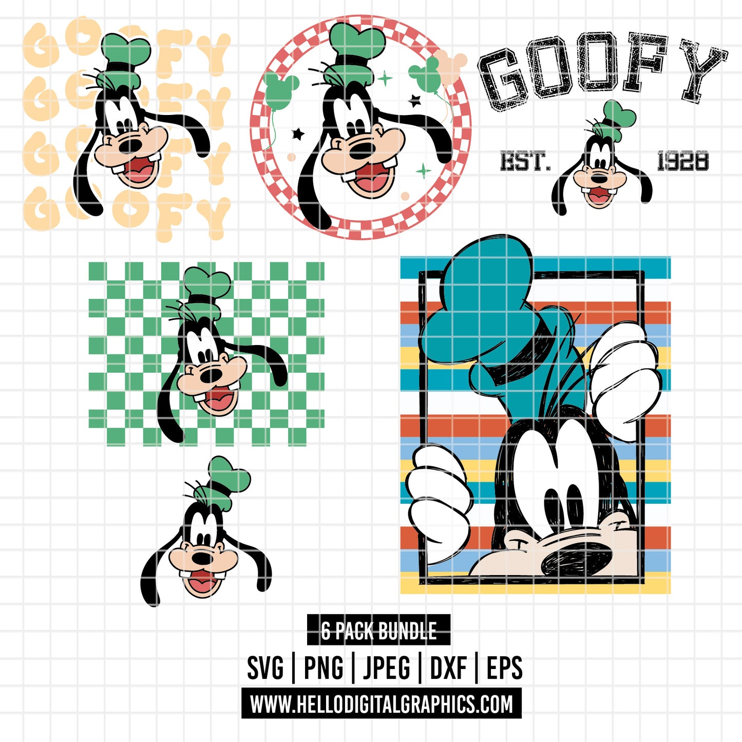 COD2194 - Checkered Goofy png, goofy clipart, goofy svg, goofy pack bundle, goofy dtf