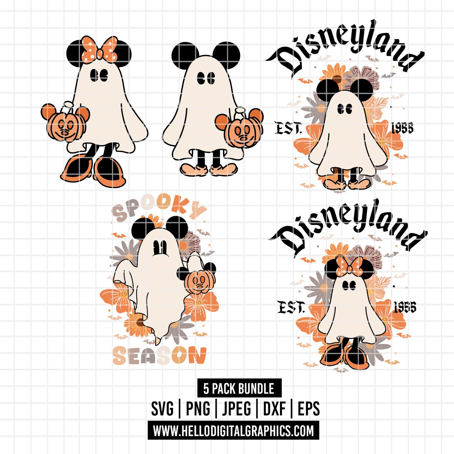 COD2205- Mickey and minnie ghost svg, mickey ghost svg, Minnie ghost svg, Halloween svg, Mickey svg, Disney svg