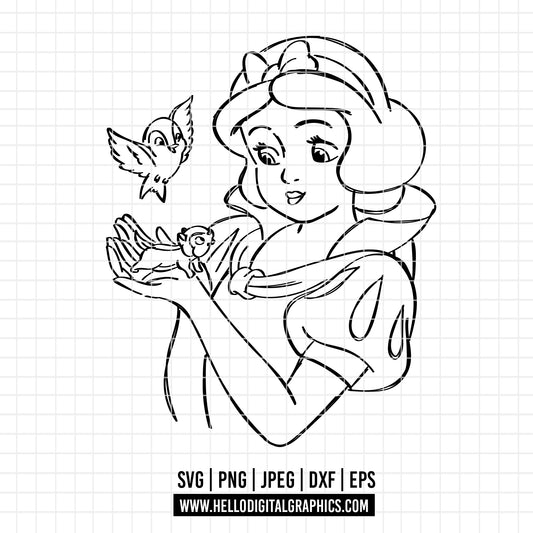 COD2234 - Snow White svg, Princess SVG, Snow White and the Seven Dwarfs svg, Cricut, Silhouette, outline svg, disney svg