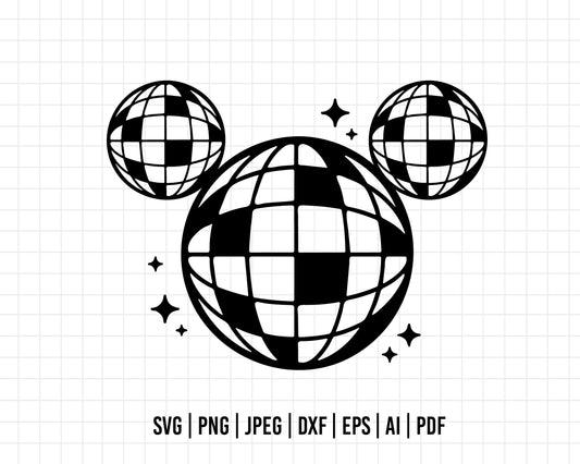 COD225- Mickey Ears With Disco Balls SVG, Family Trip Vacation SVG, Customize Gift Svg