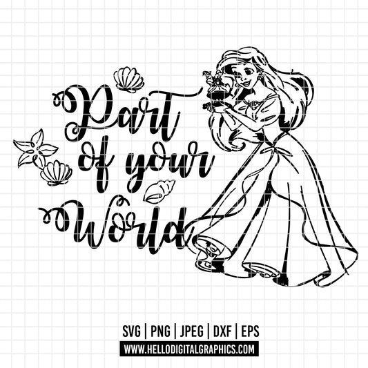 COD2294- Little Mermaid svg, Ariel svg, Outline Svg, Princess svg, disney svg, Cricut, Silhouette