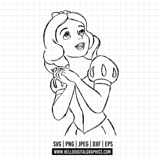 COD2298 - Snow White svg, Princess SVG, Snow White and the Seven Dwarfs svg, Cricut, Silhouette, outline svg, disney svg