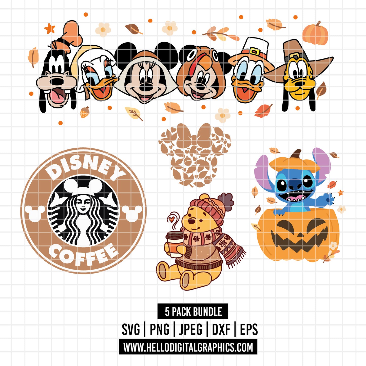 COD2330 - Disney Fall Vibes Svg, Fall Svg, Happy Fall Svg, Autumn Leaf Svg, Thankgiving Svg, Turkey Svg