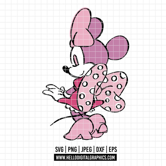 COD2333 -  Minnie mouse svg, Disney svg, minnie svg, Silhouette, Cricut, minnie dtf