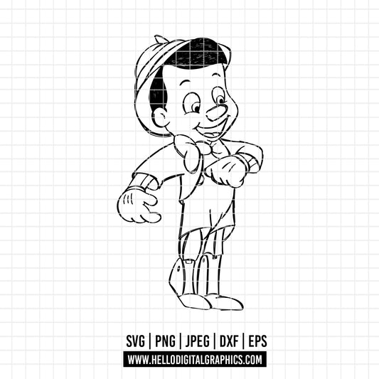 COD2338 - Pinocchio SVG, Pinocchio Outline PNG SVG, Pinocchio Lover Svg Mouse ears png, Family Vacation Svg, Family Trip cut file outline