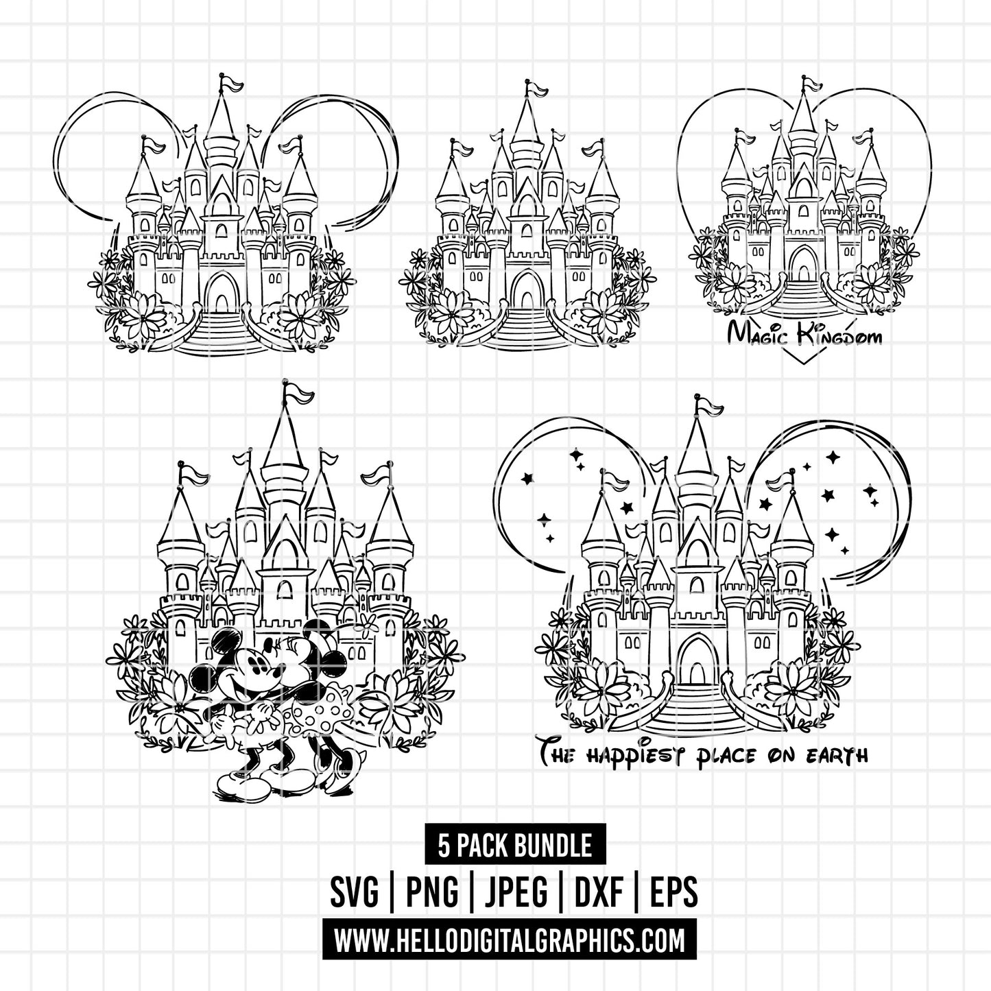 COD2399 - Castle svg, disney castle svg, disney svg, tinker bell svg, cricut, silhouette