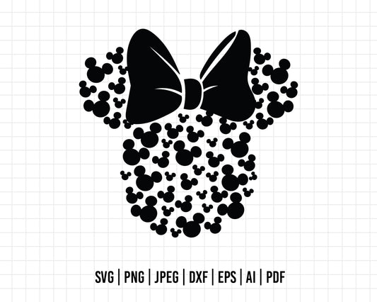 COD240- Minnie svg, Minnie Mouse head svg, svg cutting file, disney svg