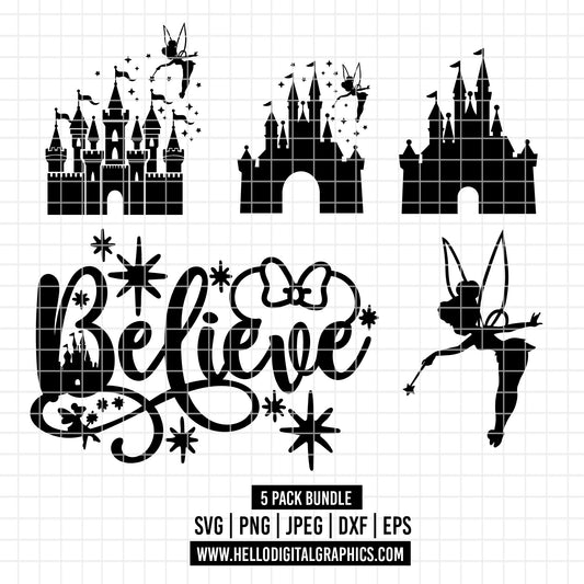 COD2400 - Castle svg, disney castle svg, disney svg, tinker bell svg, cricut, silhouette