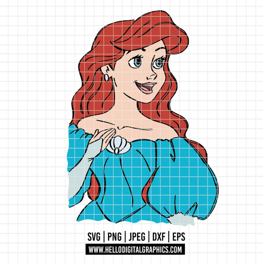 COD2418 - Little Mermaid svg, Ariel svg, Outline Svg, Princess svg, disney svg, Cricut, Silhouette