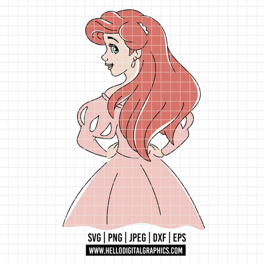 COD2420- Little Mermaid svg, Ariel svg, Outline Svg, Princess svg, disney svg, Cricut, Silhouette