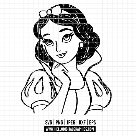 COD2423 - Snow White svg, Princess SVG, Snow White and the Seven Dwarfs svg, Cricut, Silhouette, outline svg, disney svg