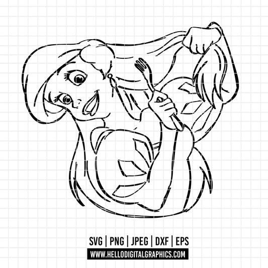 COD2426- Little Mermaid svg, Ariel svg, Outline Svg, Princess svg, disney svg, Cricut, Silhouette