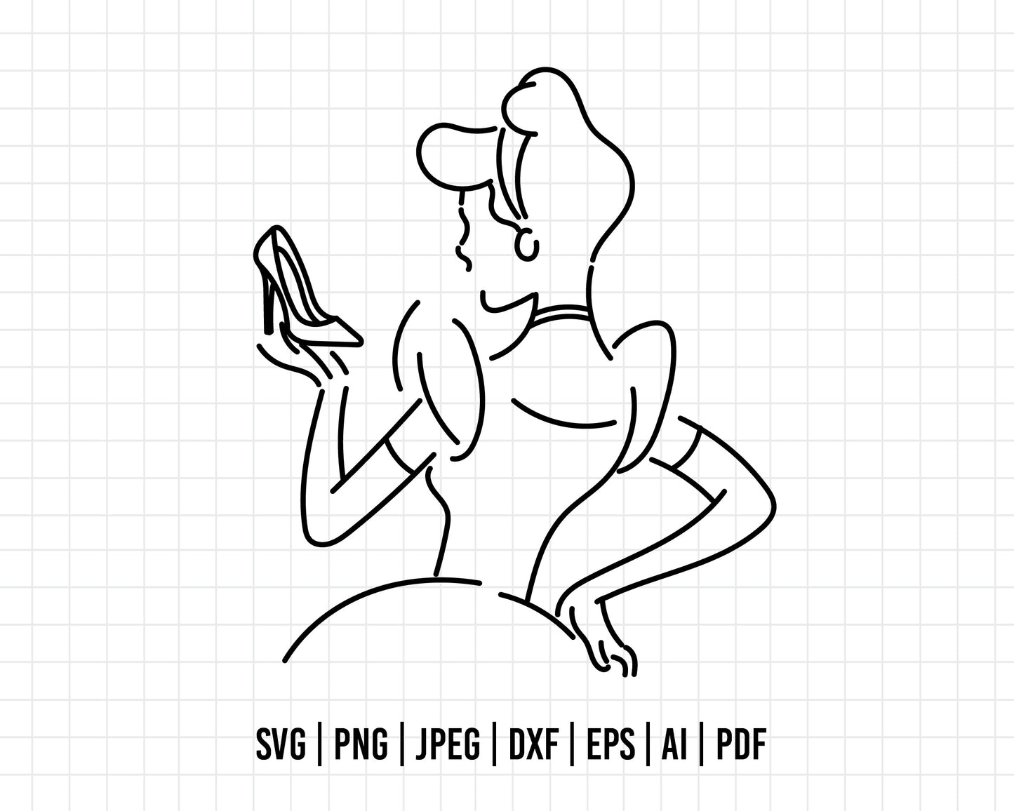 COD25 - Cinderella svg, Princess svg, Princess for Cricut Silhouette, Outline svg, disney svg