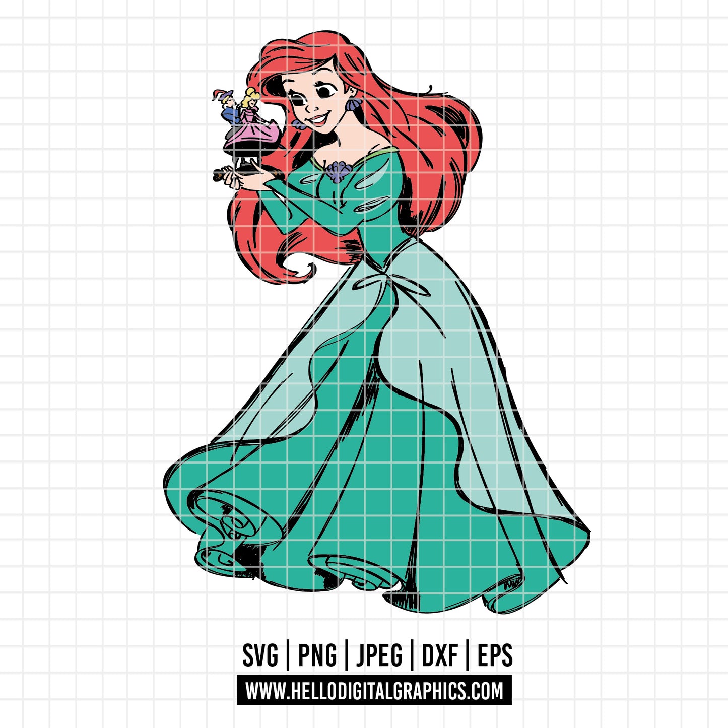 COD2556- Little Mermaid svg, Ariel svg, Outline Svg, Princess svg, disney svg, Cricut, Silhouette