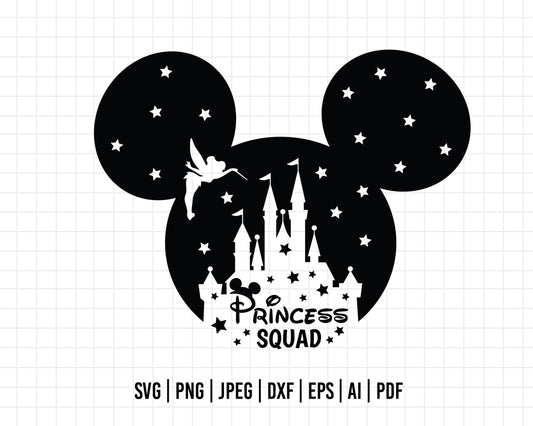 COD256- Princess squad svg, Princess svg, disney svg, castle svg, Cricut, Silhouette