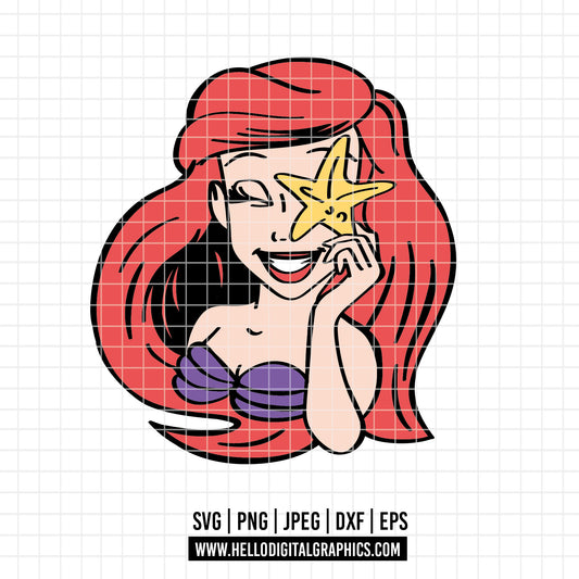 COD2561- Little Mermaid svg, Ariel svg, Outline Svg, Princess svg, disney svg, Cricut, Silhouette