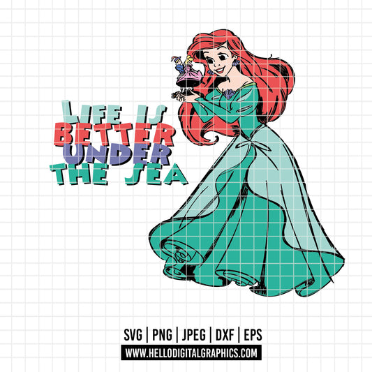 COD2575- Little Mermaid svg, Ariel svg, Outline Svg, Princess svg, disney svg, Cricut, Silhouette