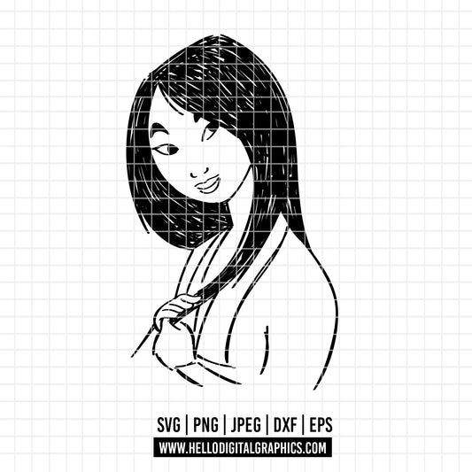 COD2595 - Mulan svg, Disney svg, Disney princess svg, outline svg, cricut, silhouette, Princess svg