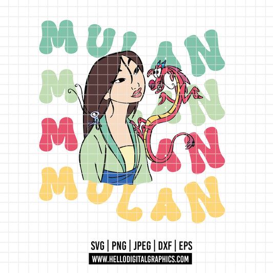 COD2597 - Mulan svg, Disney svg, Disney princess svg, outline svg, cricut, silhouette, Princess svg