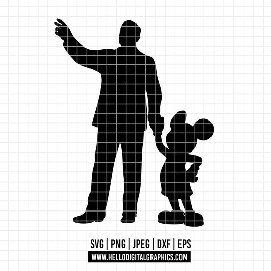 COD2616 - Mickey and Walt svg,  Mickey sketch svg, Mickey outline Svg, Disney svg, Magical svg, Mickey face svg