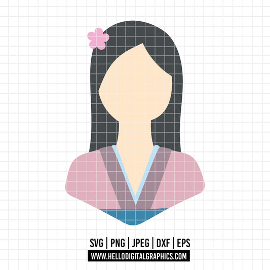 COD2631 - Mulan svg, Disney svg, Disney princess svg, outline svg, cricut, silhouette, Princess svg