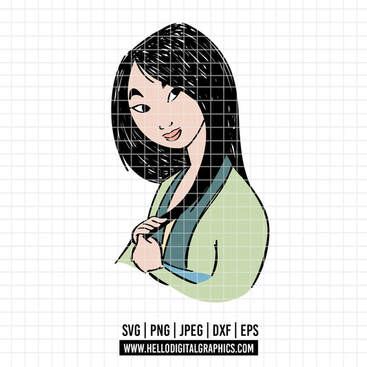 COD2642 - Mulan svg, Disney svg, Disney princess svg, outline svg, cricut, silhouette, Princess svg