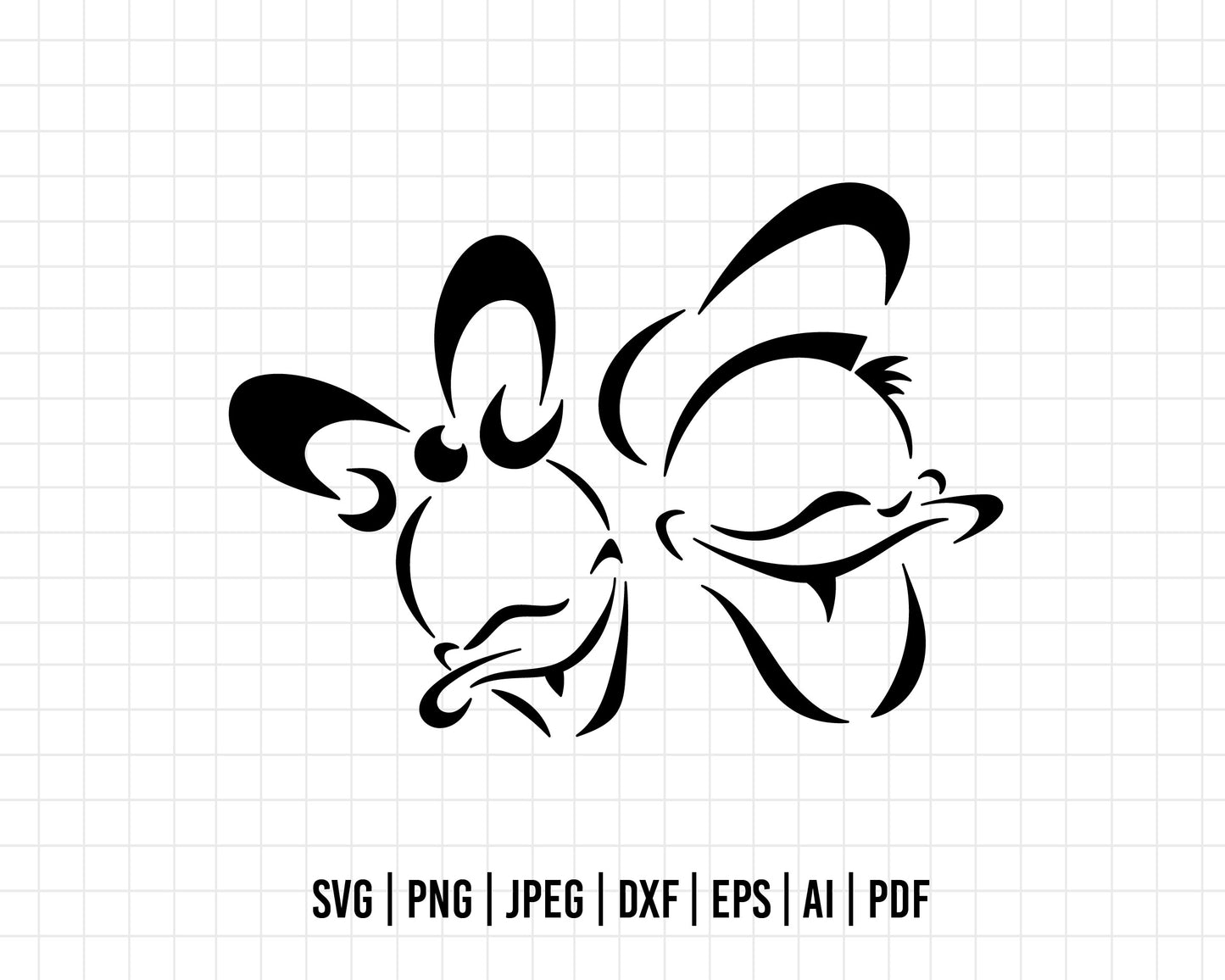 COD274- Donald and deisy svg, Disney svg, donald silhouette svg, Silhouette, Cricut