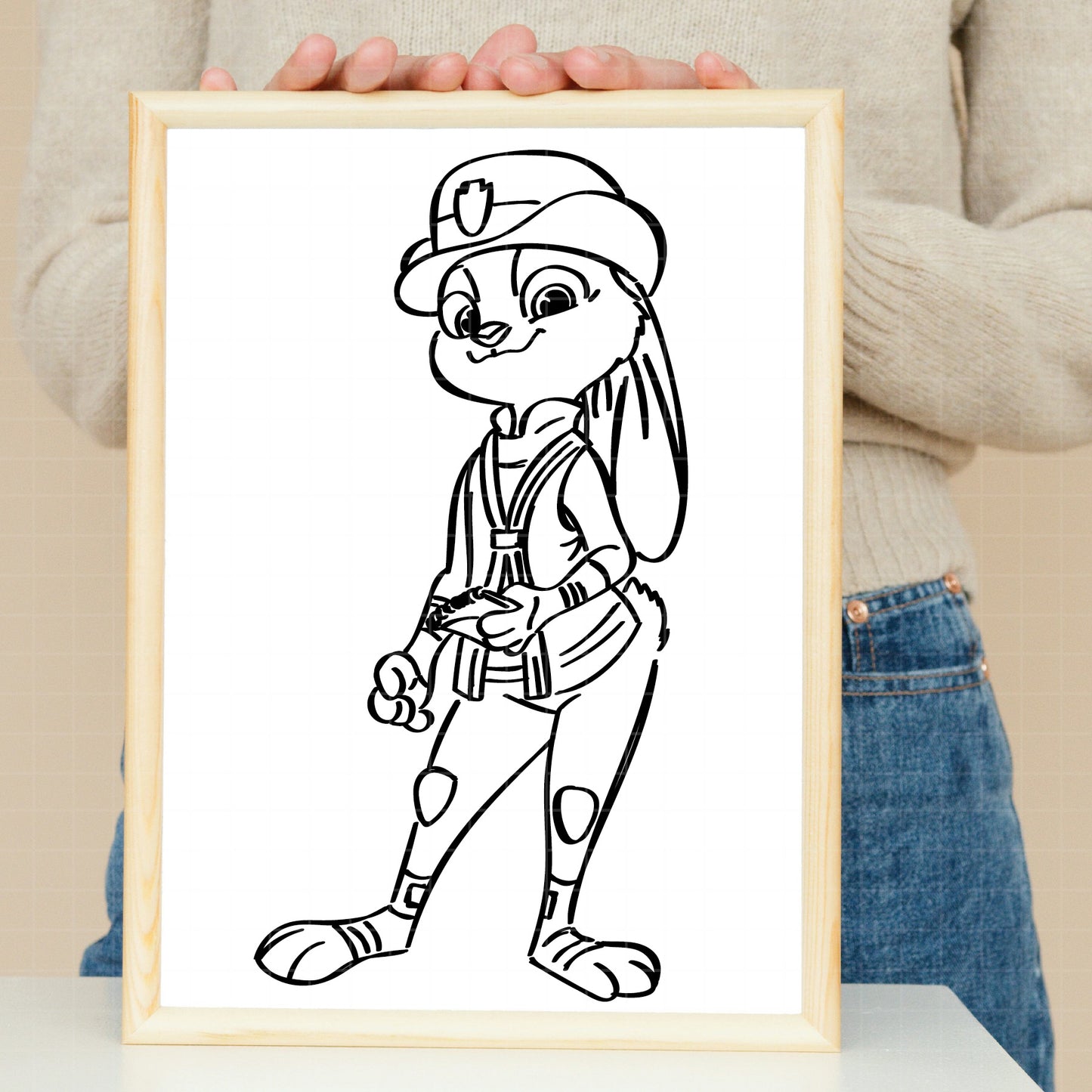 COD2825 - Zootopia SVG, PNG, EPS - Flash line art, Outline clipart vector. Flash having a glass of wine, iconic scenes clipart