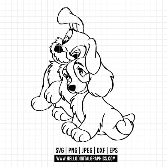 COD2848 - Lady and the Tramp - Digital Download, Instant Download, svg, dxf, eps & png files included!